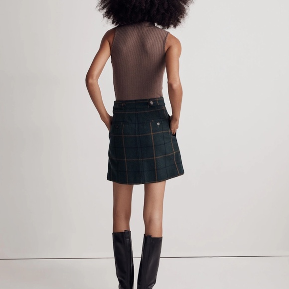 Madewell Wool Button-Front Mini Skirt in Windowpane - Picture 3 of 8